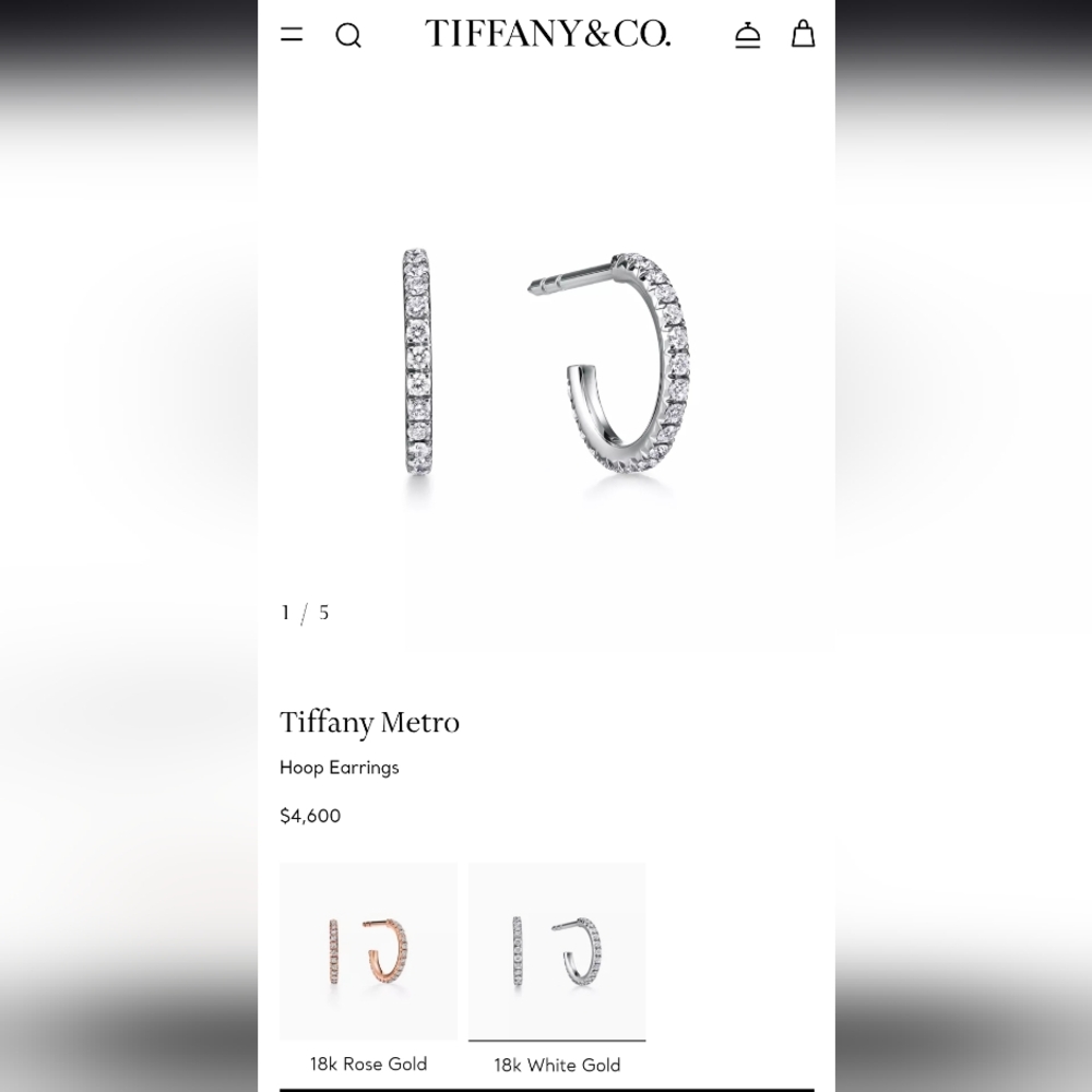 Tiffany & Co. Metro White Gold And Diamond Earrings New In Box Complete Gift Set